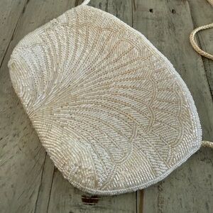 VTG Magid Cream Beaded SEQUINS Crossbody PURSE